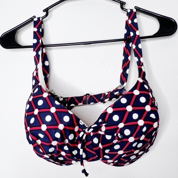 Vintage 1960’s 60’s Bali Bikini Top Underwire Pinup Swimsuit Blue Red Size 36D - Picture 1 of 7